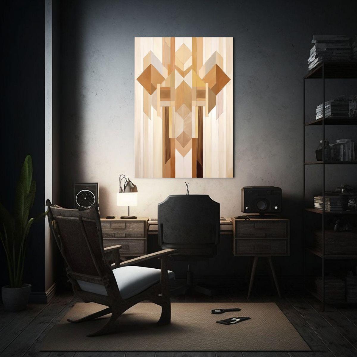 Cuadro Acuarela Geométrico Resistente En Diseño 80x120cm-2