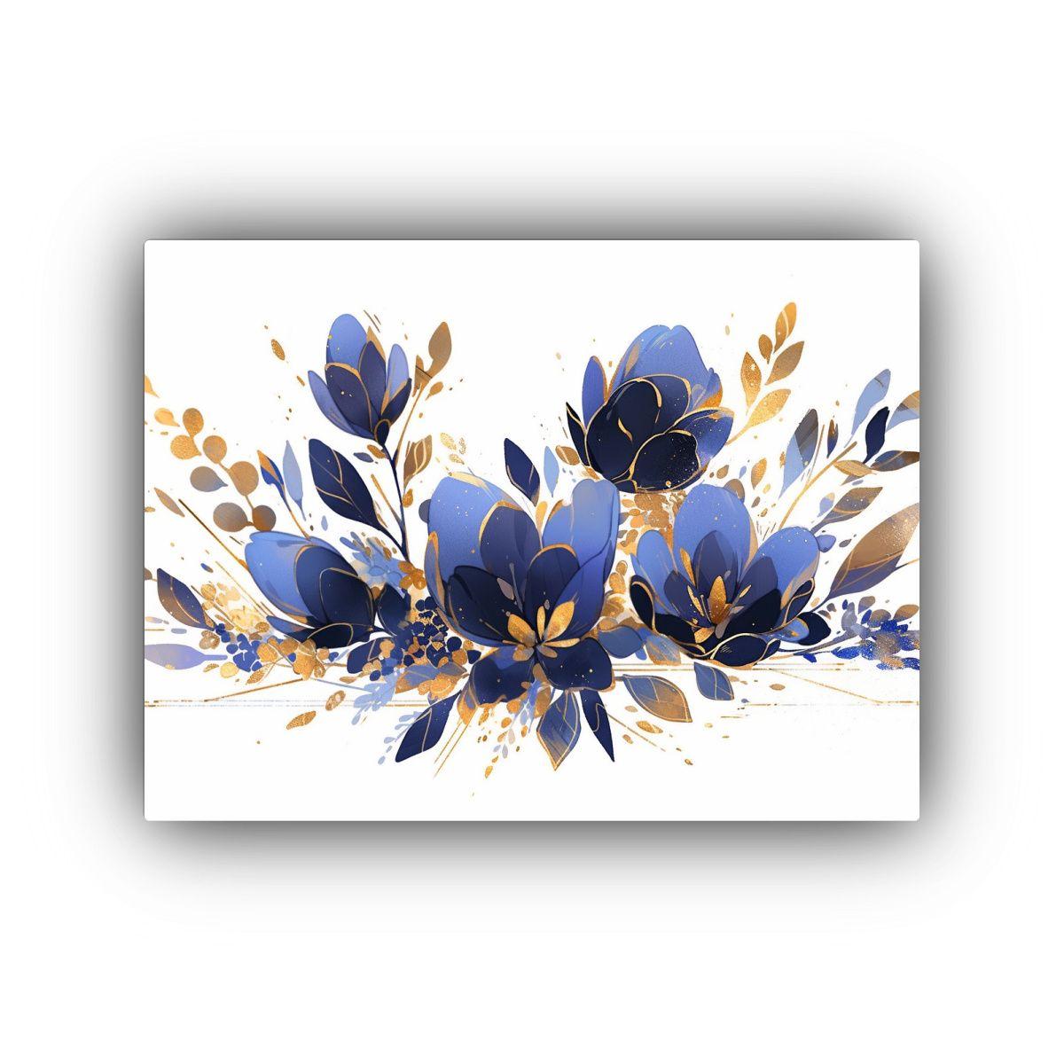 Cuadro Moderno Ambiente Neonoir Oro Y Azul Con Estilo único 75x50cm-0