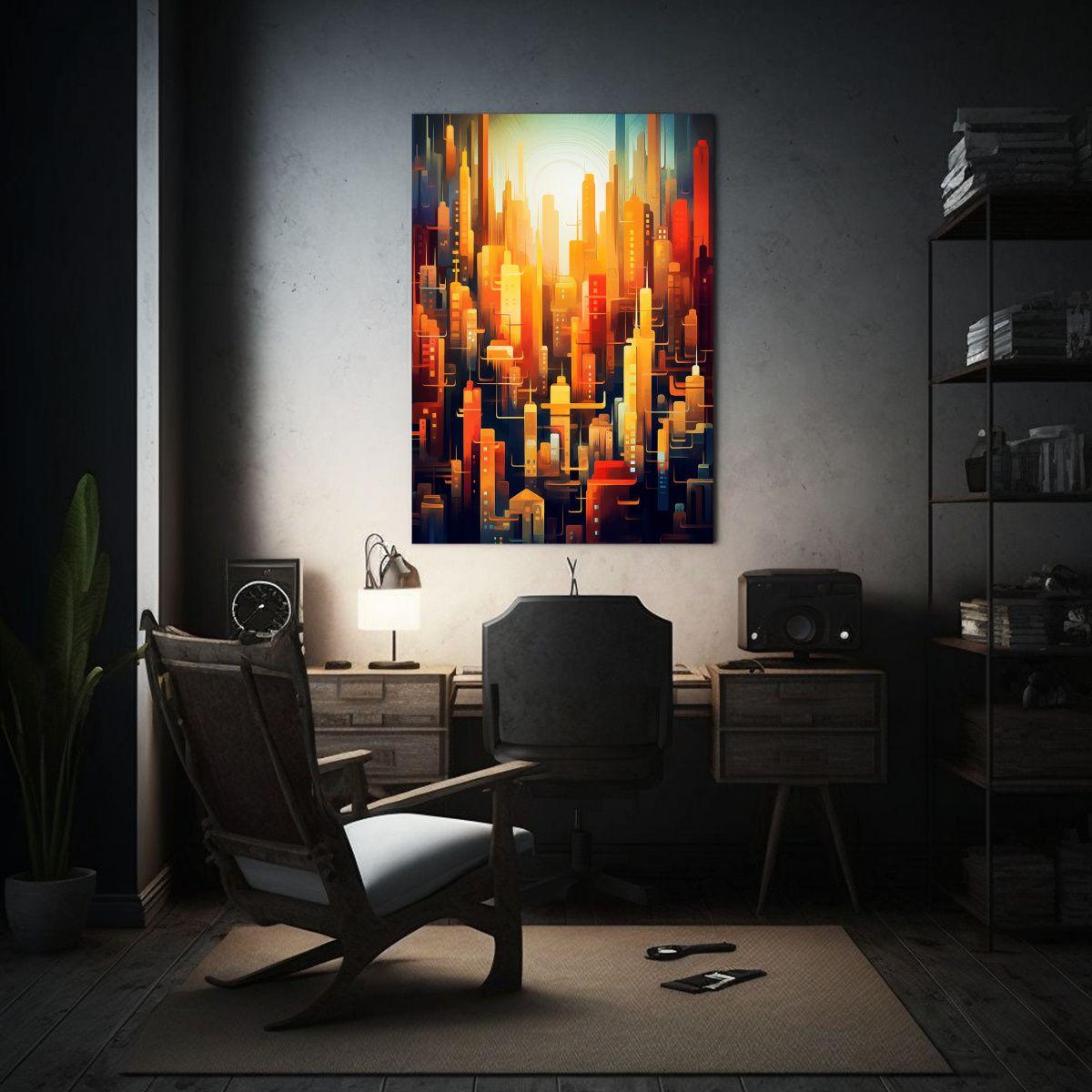Pintura Decorativa Temática De Ciudad Abstracta 20x30cm-2