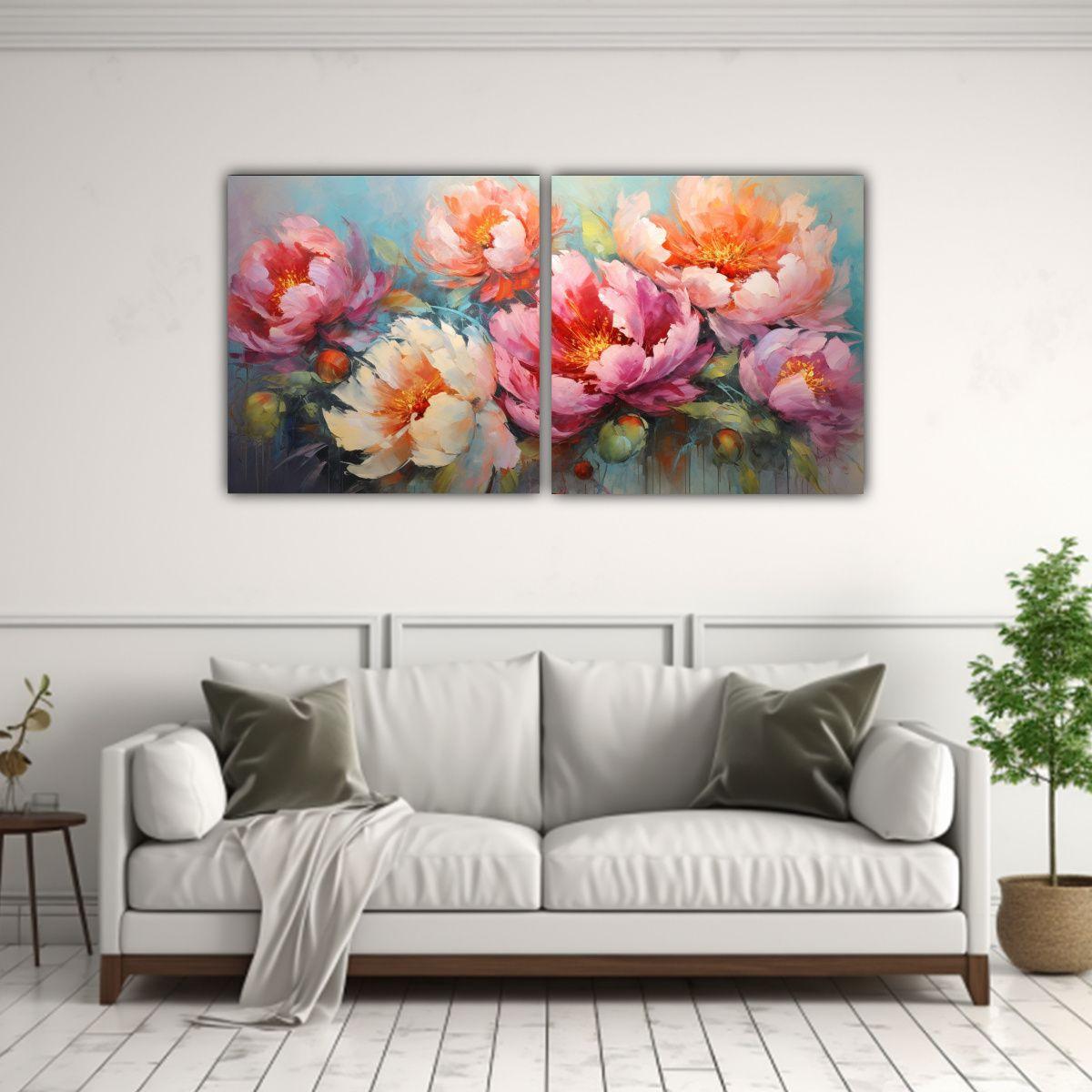 Cuadros Horizontal Con Adorno De Flores Vibrantes 140x70 Cm-2