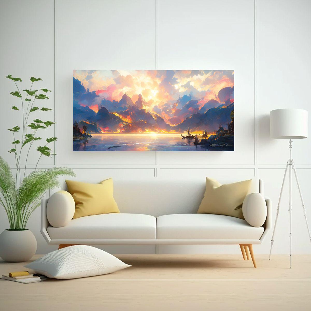 Pintura Abstracta Surrealista: Lienzo Creativo Jun 120x60cm-2