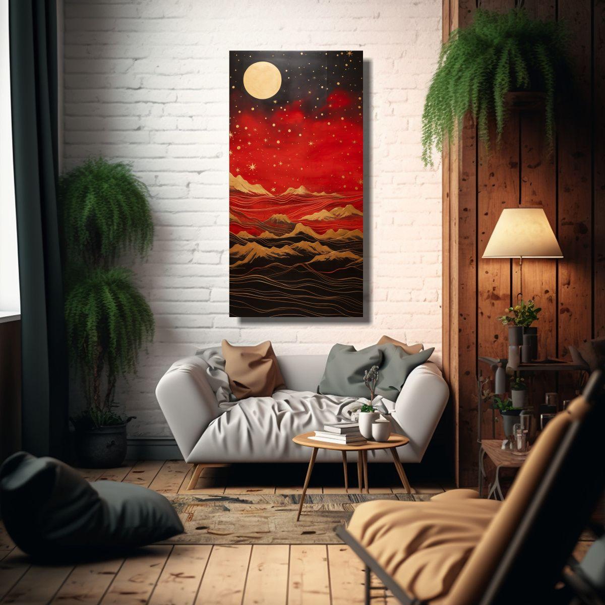 Cuadro Vertical Paisaje De Montaña Con Un Estilo 60x120cm-2