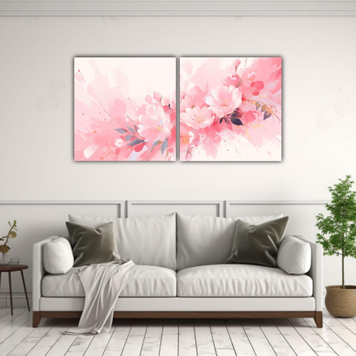 Pinturas Decorativas En Colores Blanco Y Rosa, 100x50 Cm-2
