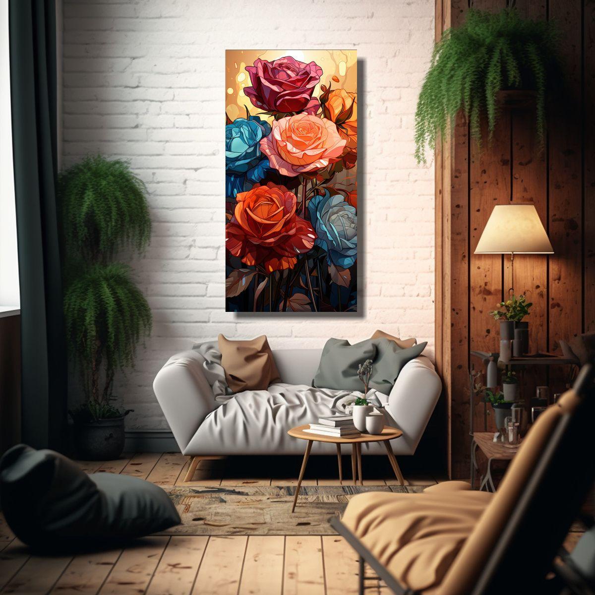 Pinturas Decorativas De Flores Pop Art, Híbrido 50x100cm-2