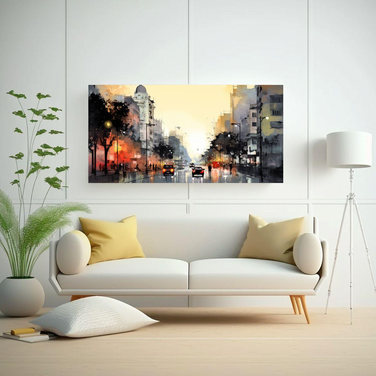 Pinturas Abstractas Elegantes De Santiago En Acuar 140x70cm-2