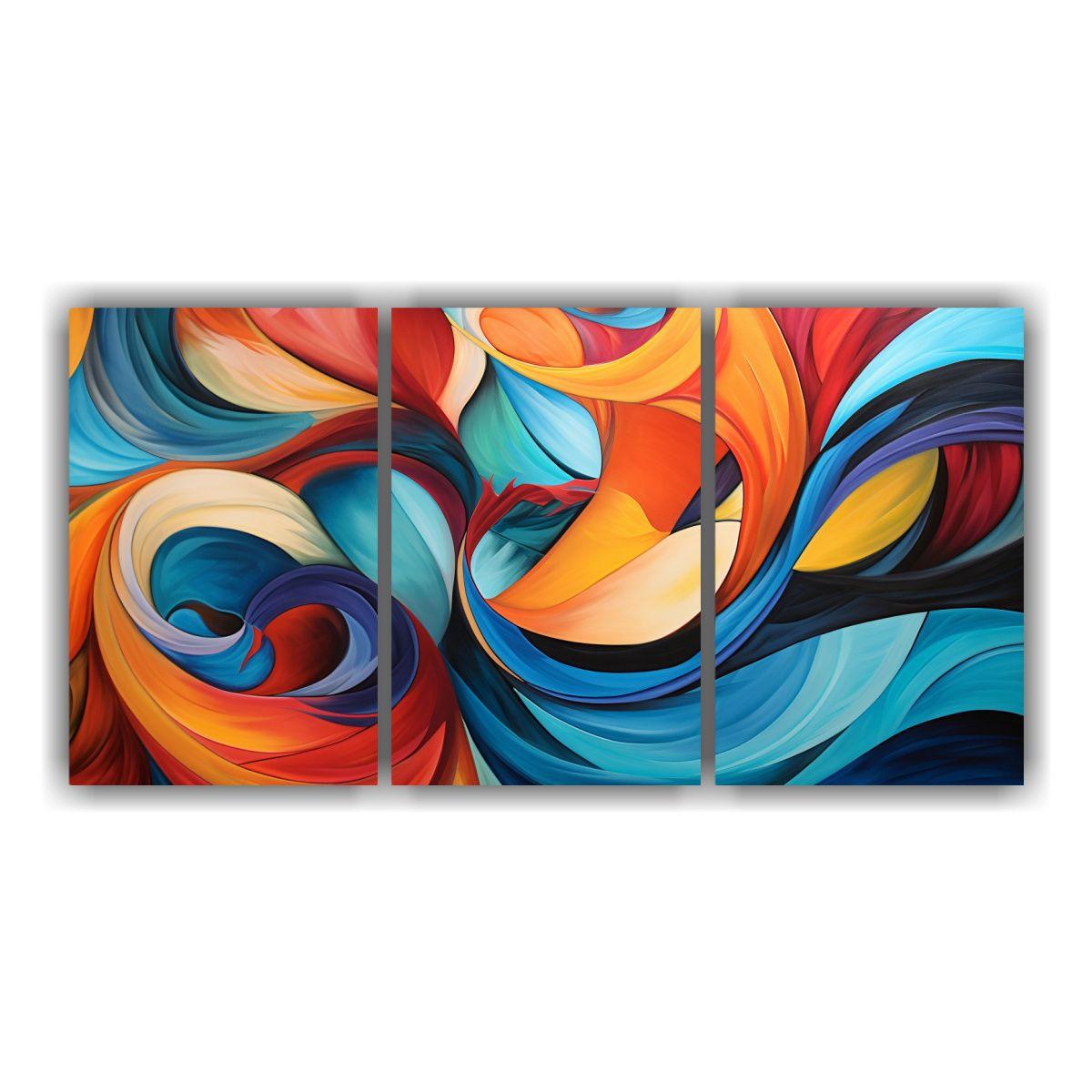 Tríptico Calidos Con Patrones Abstractos 90x45 Cm-0