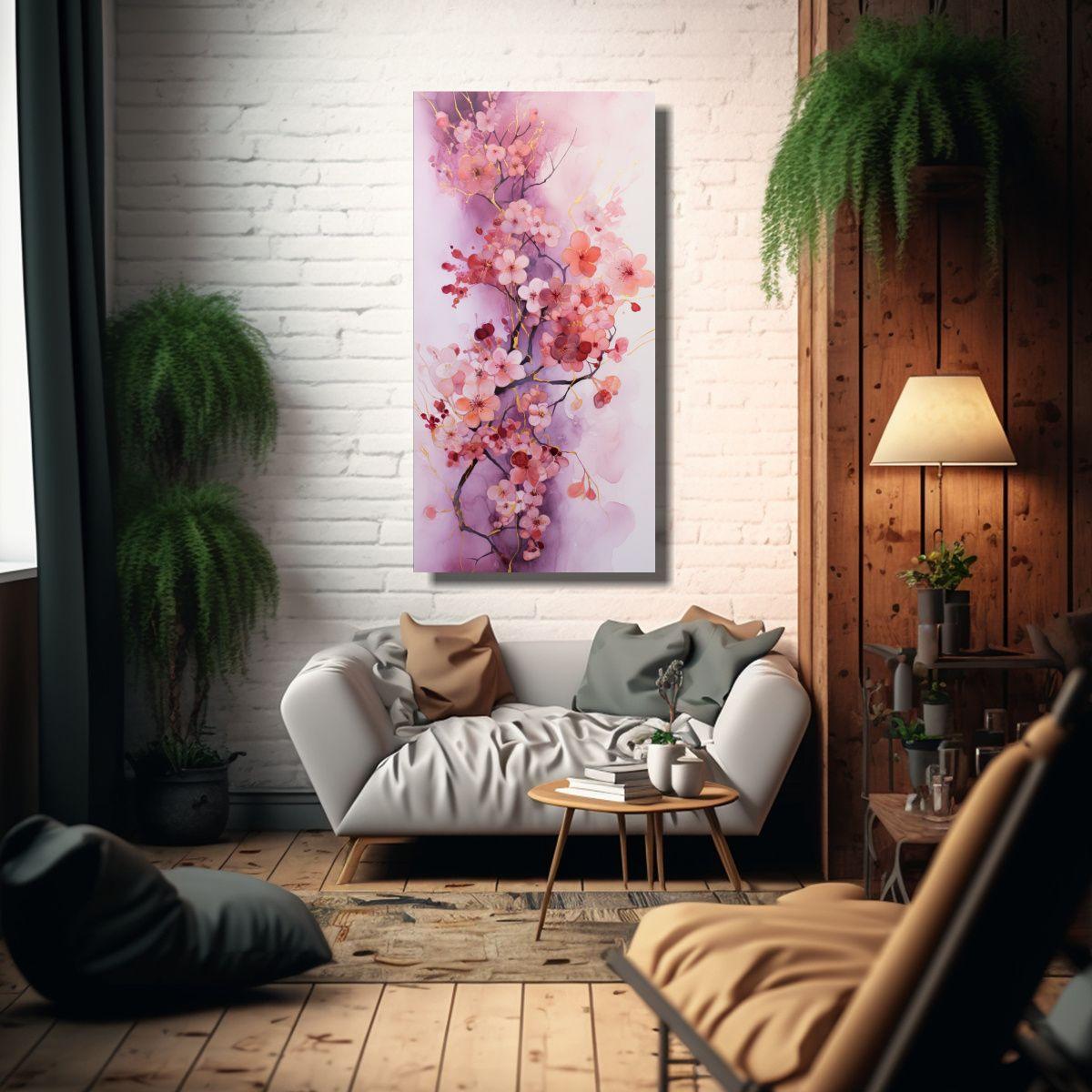 Pintura Abstracta Púrpura Naranja Y Oro 60x120cm-2
