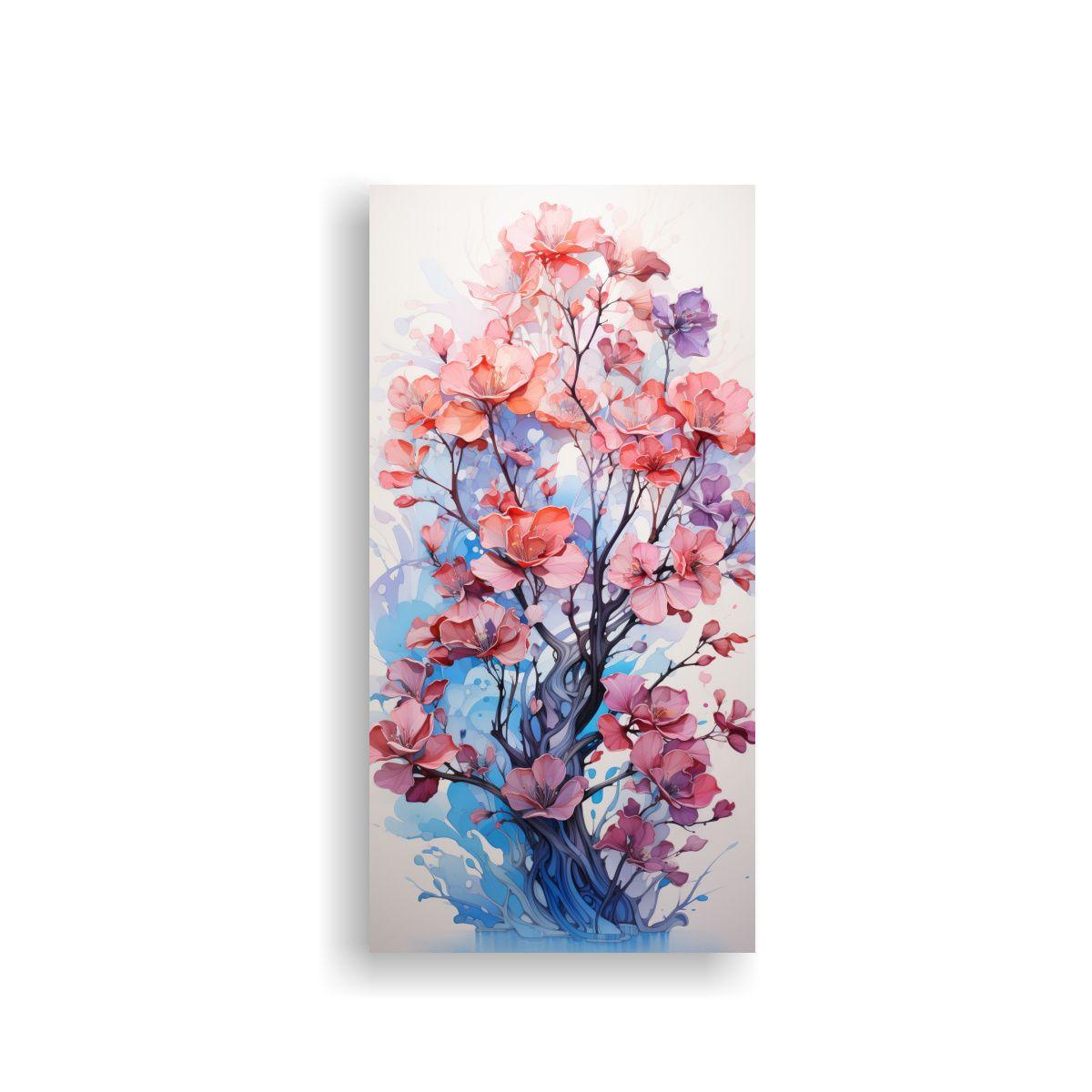 Pintura Abstracta De árbol En Colores Rosa Y Azul 80x160cm-0