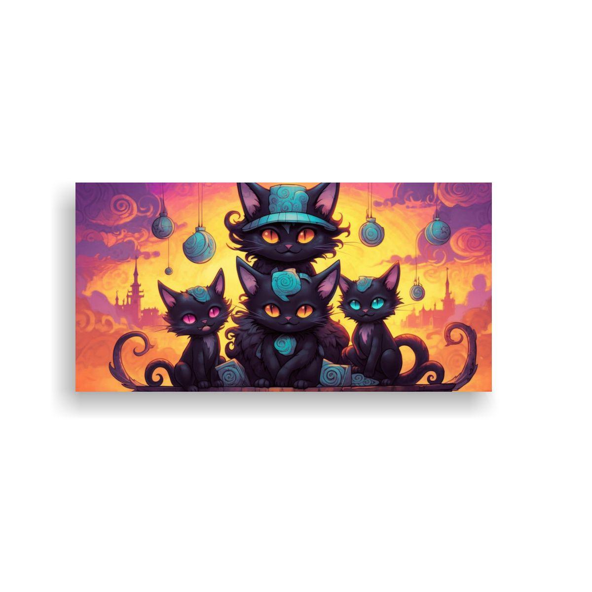 Cuadros Decorativos: Gatos Negros En Perspectiva 140x70cm-0