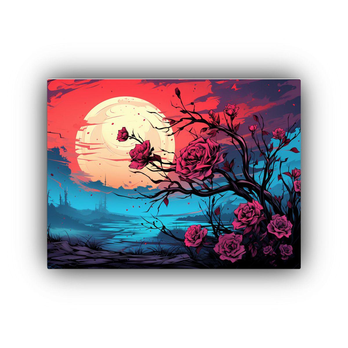 Pintura Cuadro Ocotillo Morado Y Turquesa Estilo Neonoir 30x20cm-0