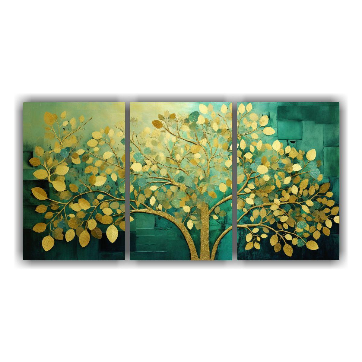 Pinturas Decorativas: Árbol En Verde Y Amarillo 240x120 Cm-0