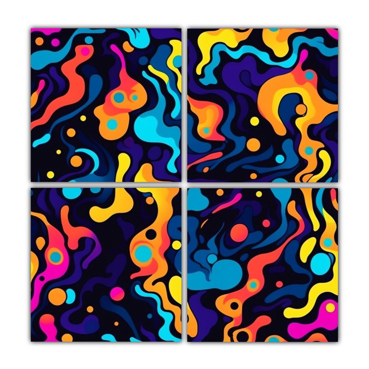 Cuatro Telas En Bastidor Con Acuarela De Patrón 40x40 Cm-0
