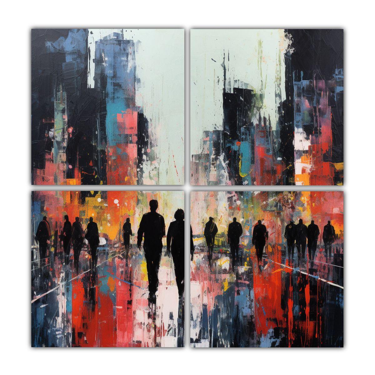 Cuadro Abstracto Luminosidad Ciudad Personas 160x160 Cm-0
