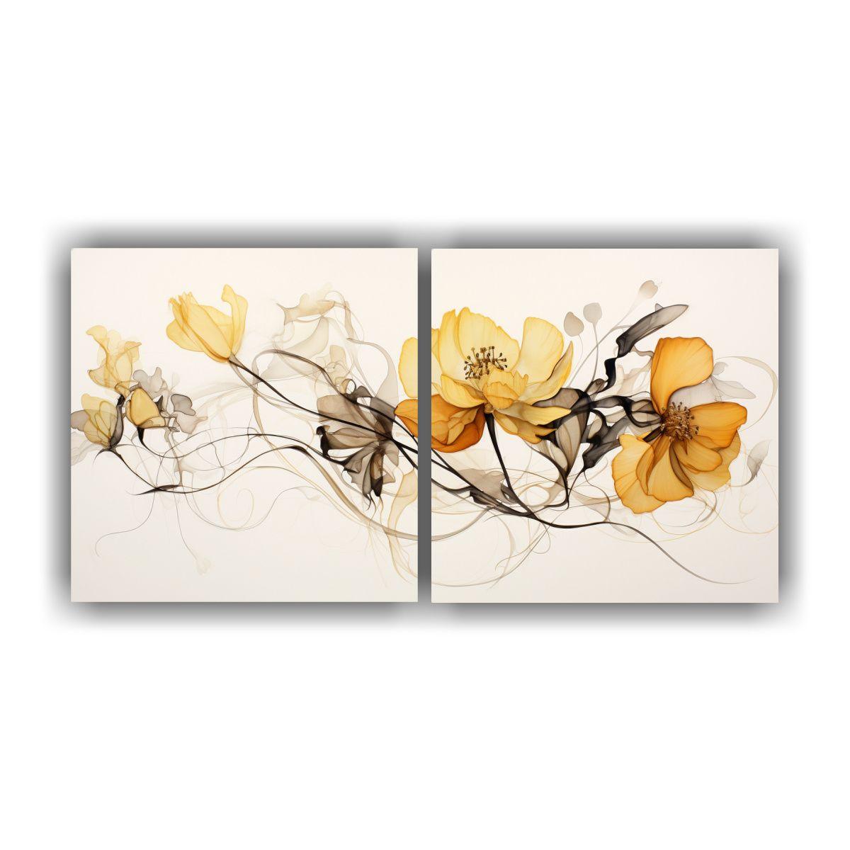 Cuadros Modernos Equilibrio Floral Acuarela Blanca 160x80 Cm-0