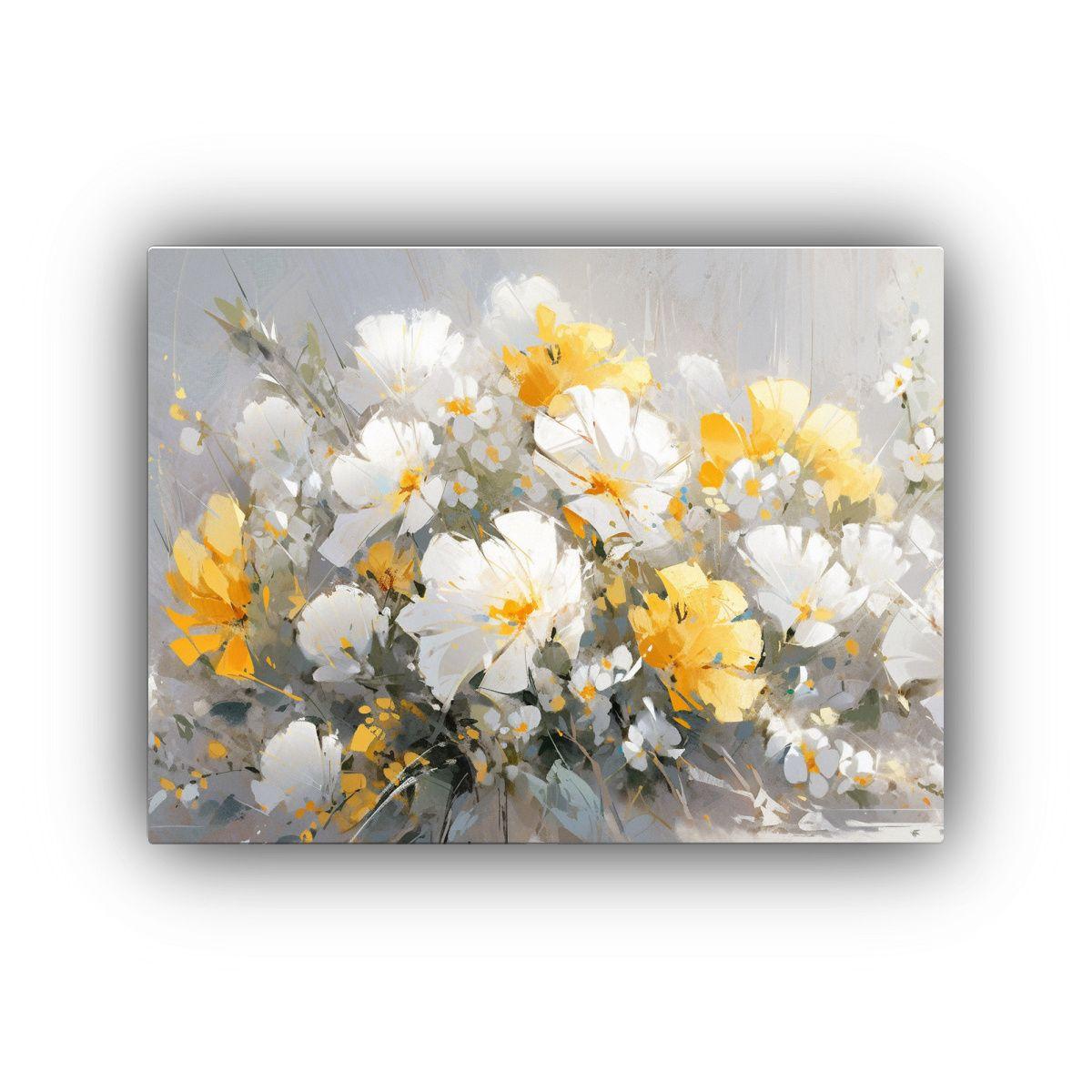 Cuadro Flores Amarillas Plata Belleza Natural En 30x20 Cm-0