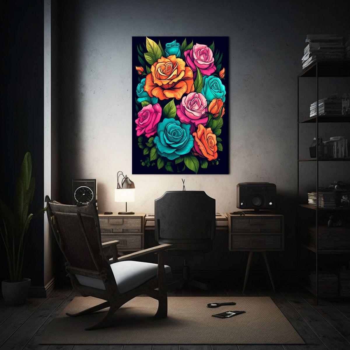 Pintura Decorativa De Flores Bouquet De Rosas 20x30 Cm-2