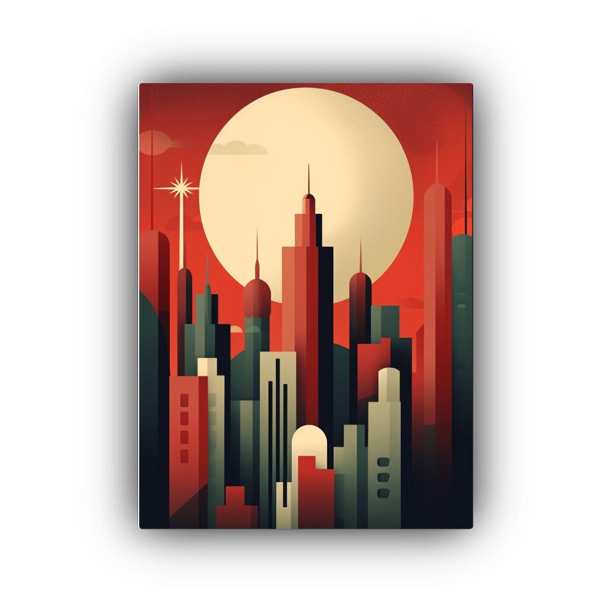 Cuadro Ciudad Retro Con Expresividad Para 40x50cm-0