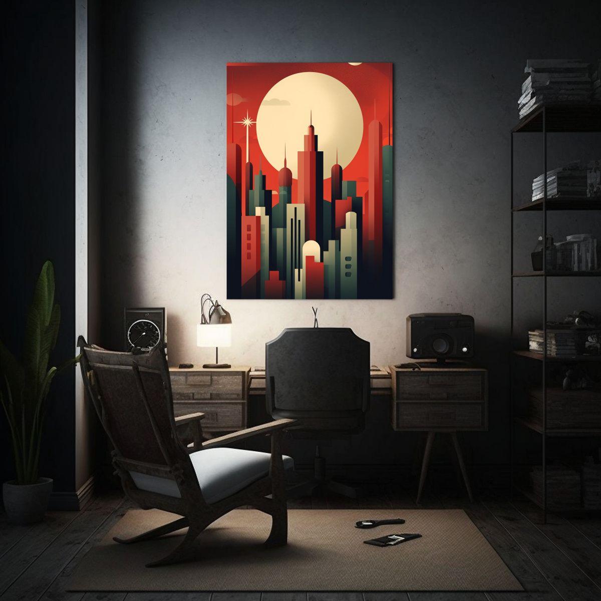 Cuadro Ciudad Retro Con Expresividad Para 40x50cm-2