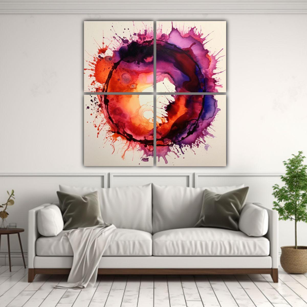 Cuatro Lienzos De Tela Con Tinta De Alcohol En 60x60 Cm-2