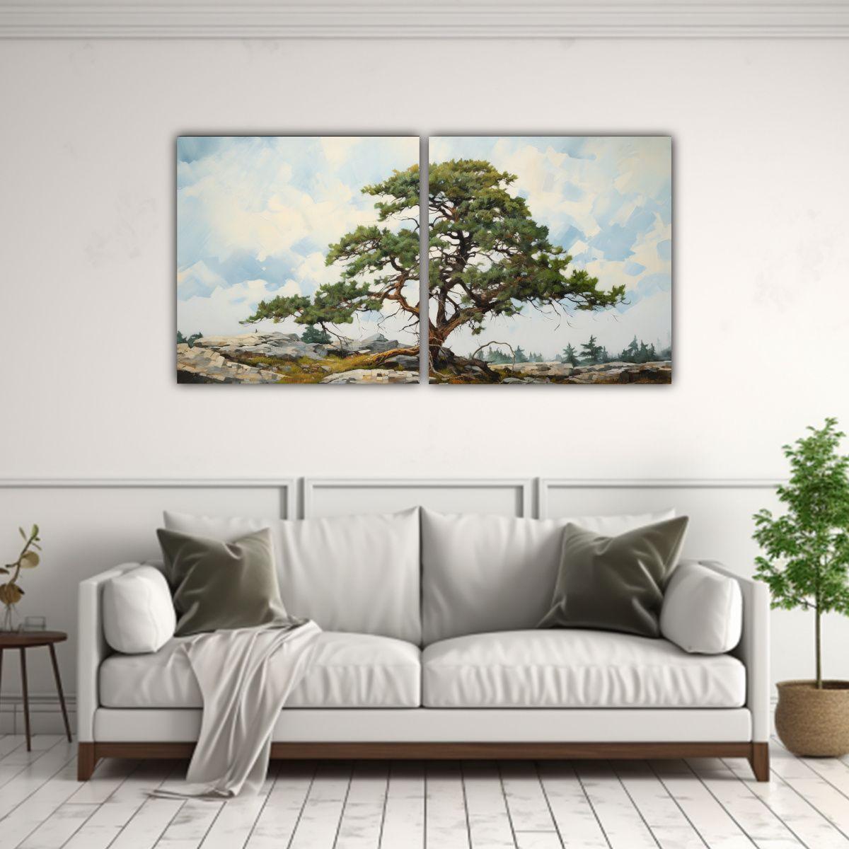 Pintura Abstracta De Un Pino Escocés En óleo 160x80 Cm-2