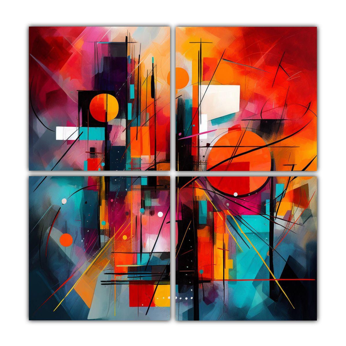 Cuadro De Pared Abstracto En Colores Vibrantes 40x40 Cm-0