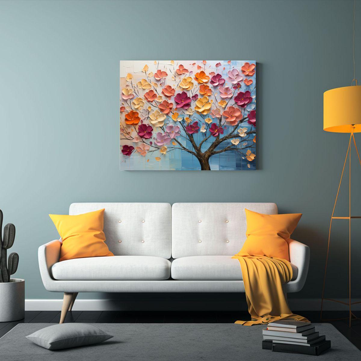 Cuadro En Lienzo De Flores De Tilo Arcoíris Para Decoració 65x50cm-2