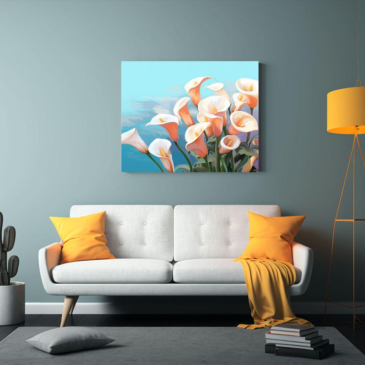 Cuadro Acuarela Estética Flores Fondo Decorativo 120x80cm-2