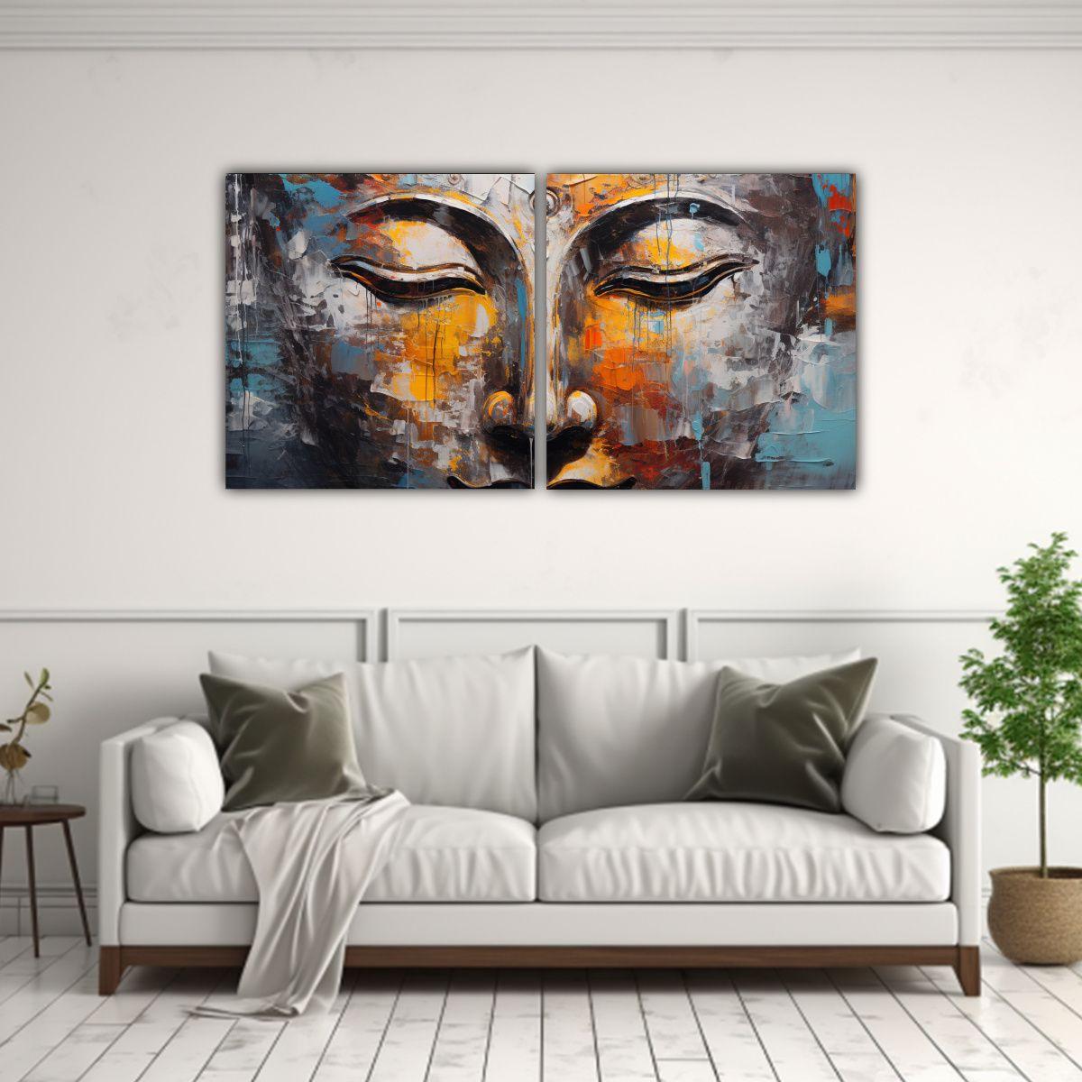 Cuadro Composición Expresividad Buddha En Estilo 160x80 Cm-2