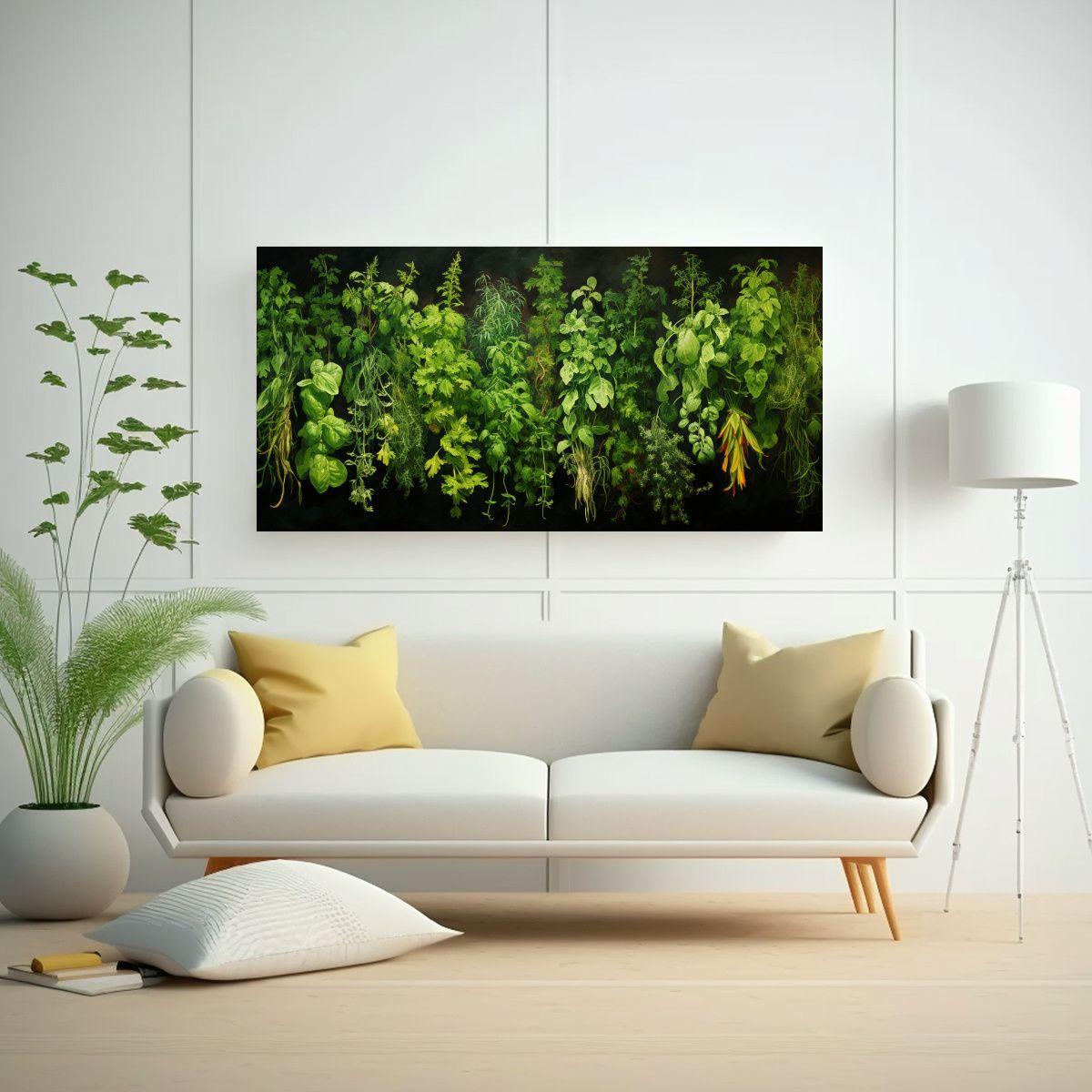 Pintura Abstracta Vintage De Hierbas Detalladas En 60x30cm-2
