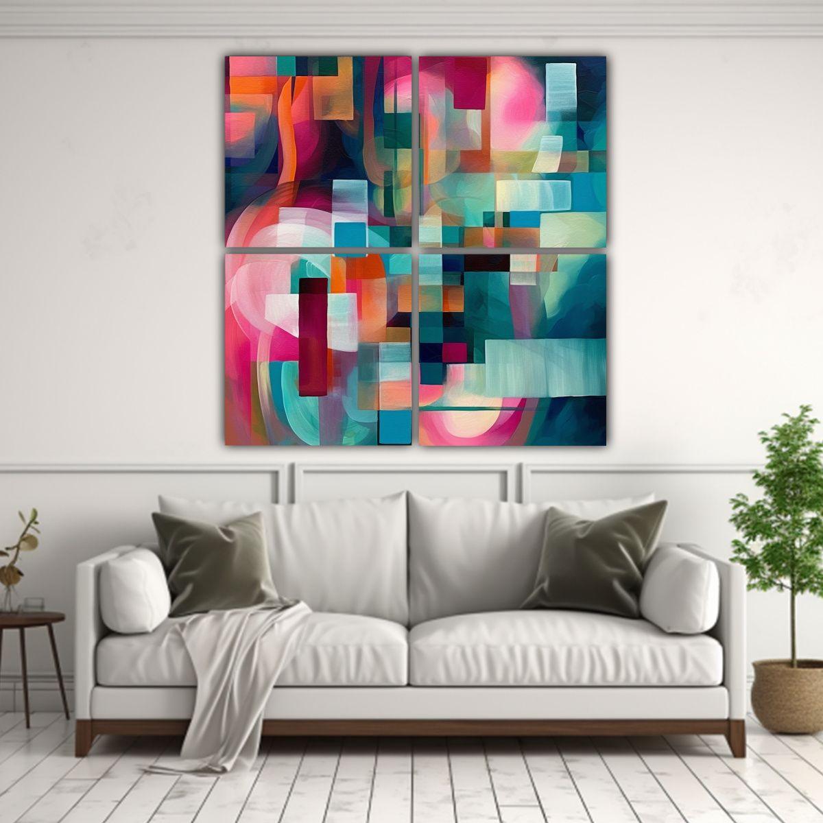 Cuadro Artístico De Pared Abstracto Cuatro Artes 160x160 Cm-2