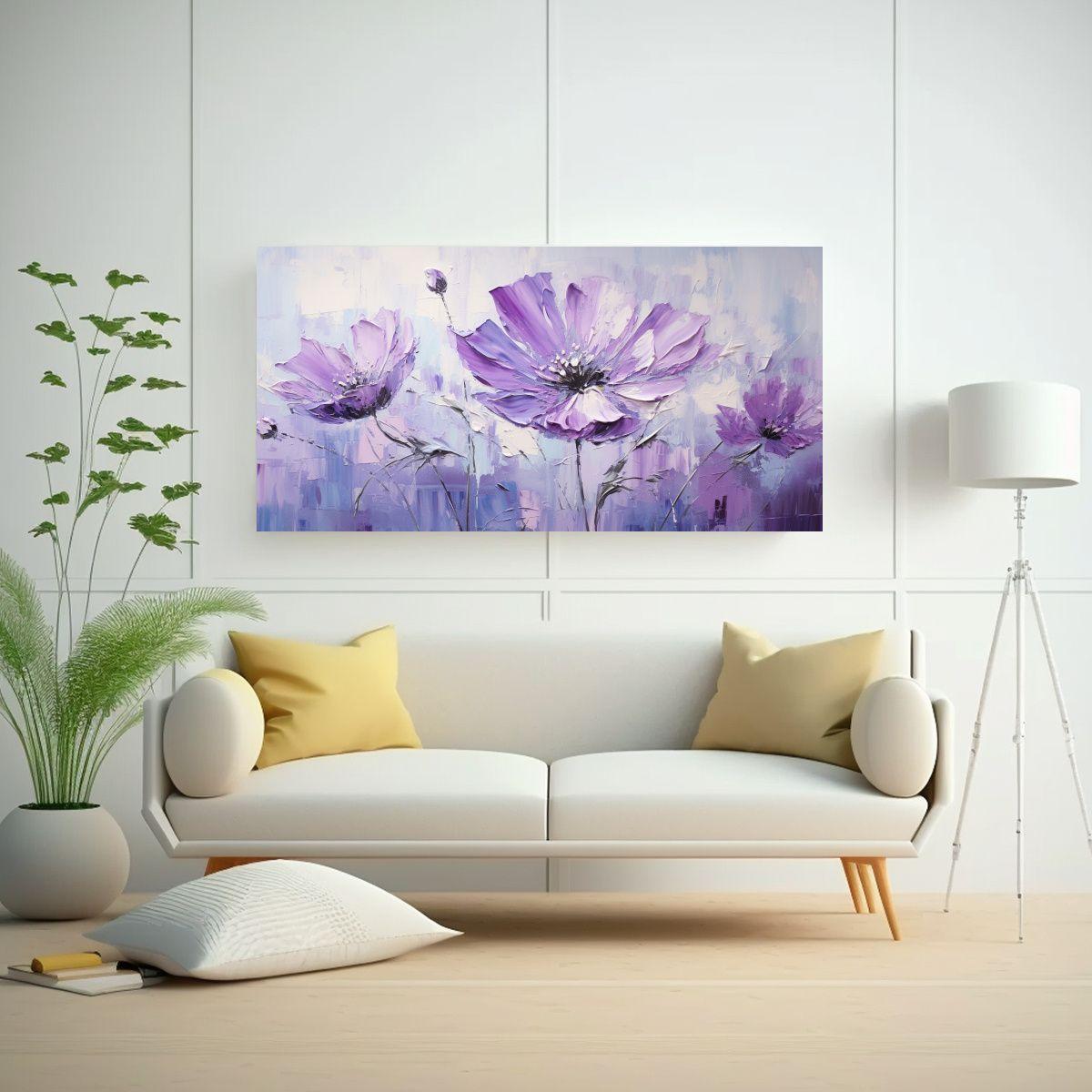 Cuadro Naturaleza Viva Con Flor Morada En Lienzo 120x60cm-2