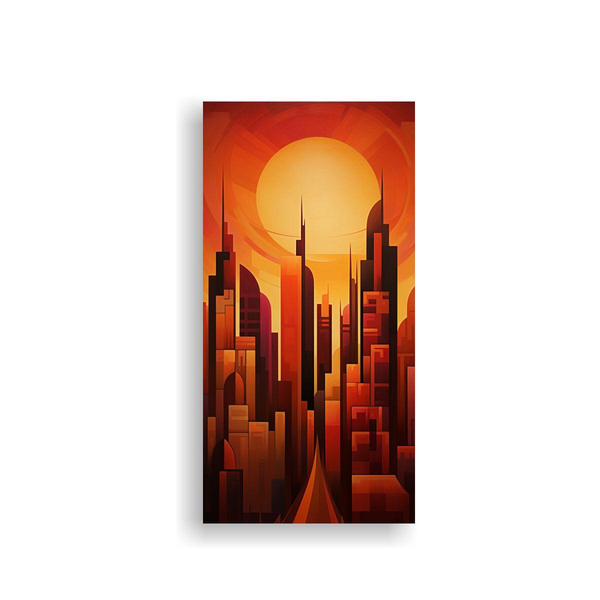 Cuadro Decorativo De Ciudad Al Amanecer 20x40cm-0