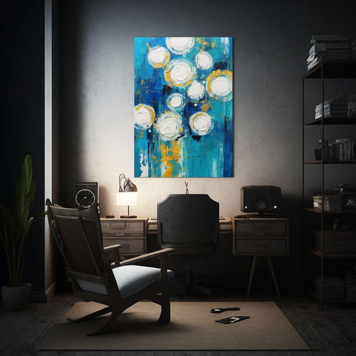 Arte De Pared Vintage Con Círculos Azules Estilo  20x30cm-2