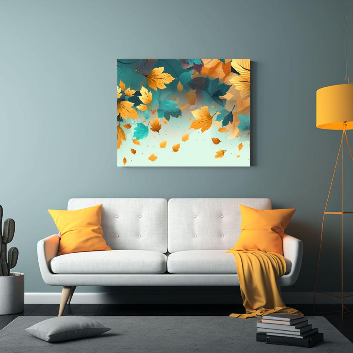 Cuadro De Dormitorio Otoño Con Hojas Coloridas Al Estilo De 30x20cm-2