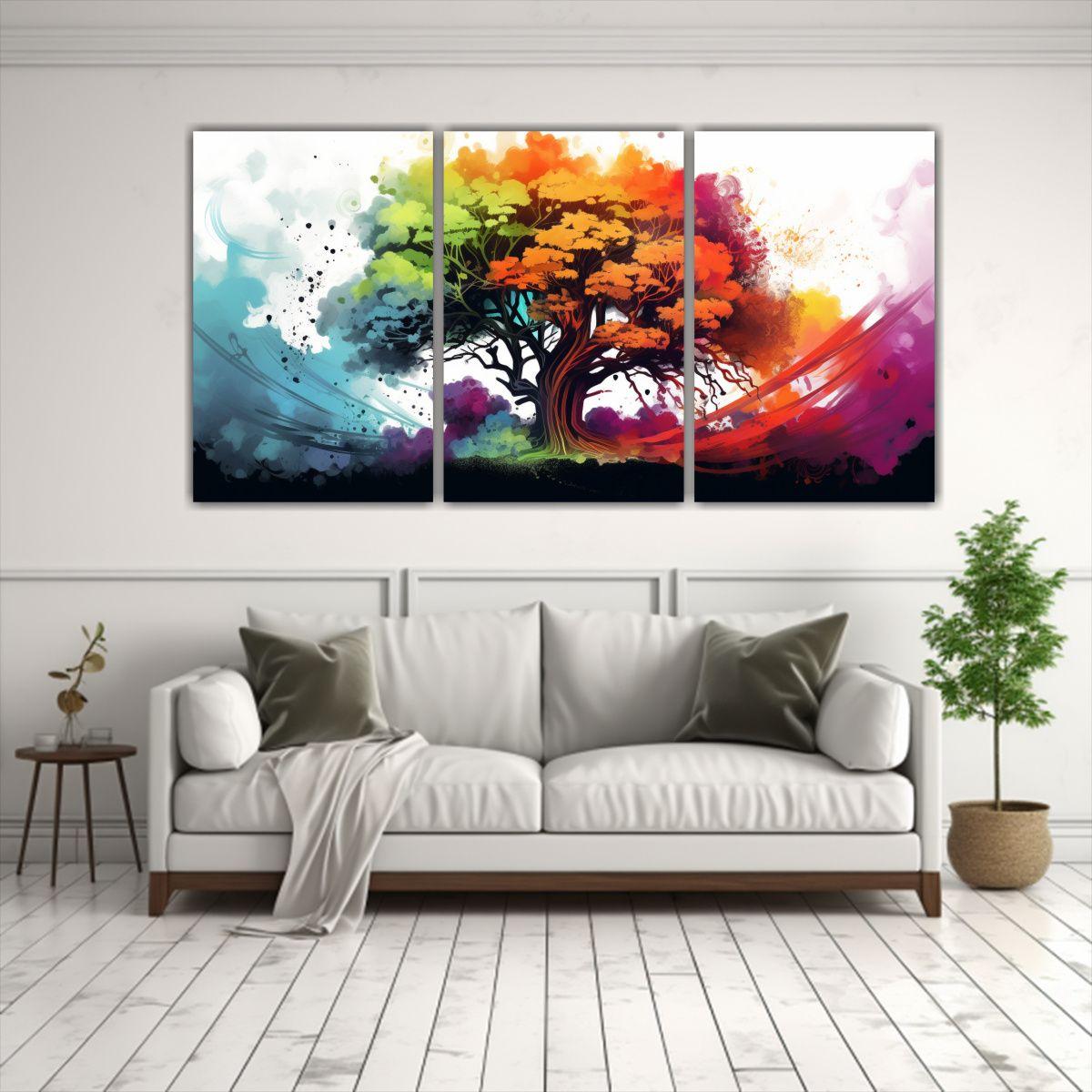 Cuadros Alta Calidad De Bosque Arcoíris Neonoir 150x75 Cm-2