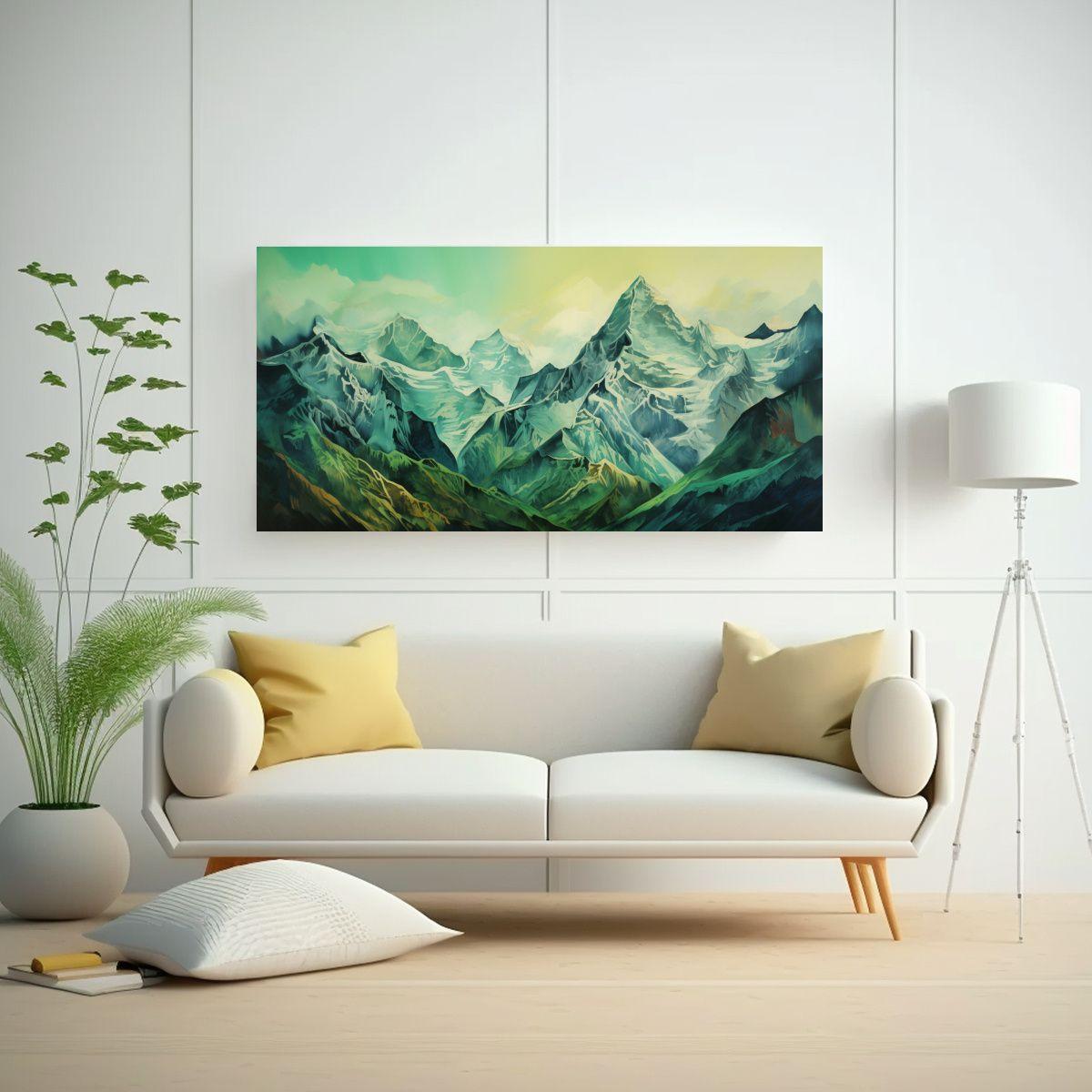 Paisajes Montañosos Famosos En Tonos Verdes 60x30cm-2