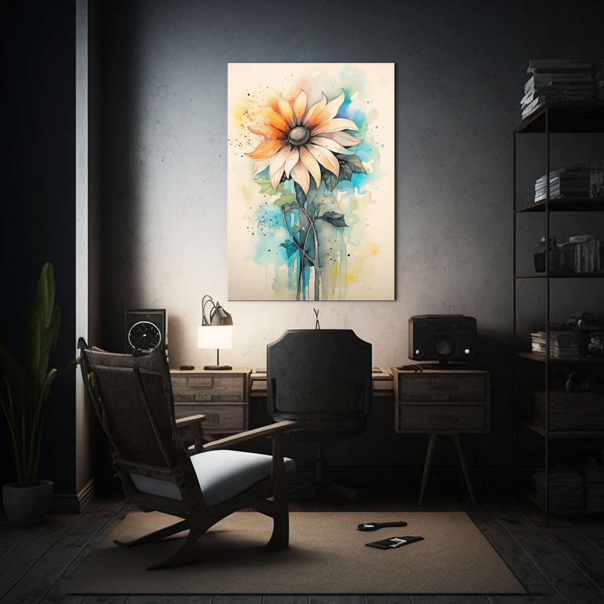 Pintura Artística De Flores En Estilo Acuarela Y 50x65cm-2