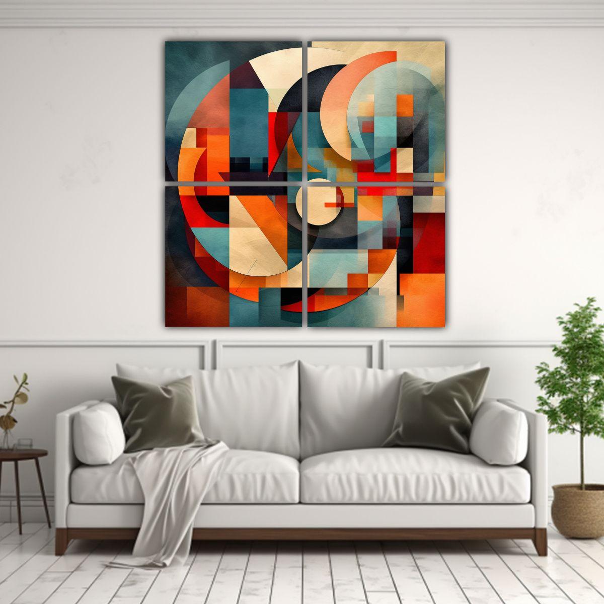 Explora Arte Geométrico Abstracto De Cuatro 200x200 Cm-2