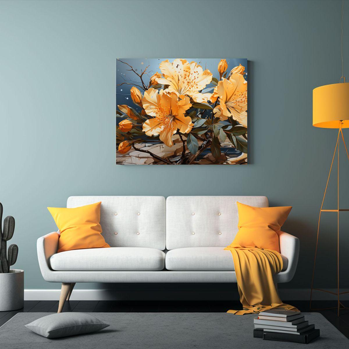 Lienzo De Tela Con Finas Líneas Y Rododendros 30x20cm-2