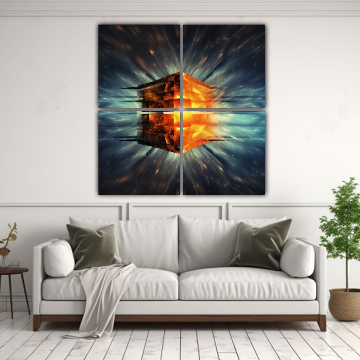 Conjunto De 4 Telas En Bastidor Colores 80x80 Cm-2
