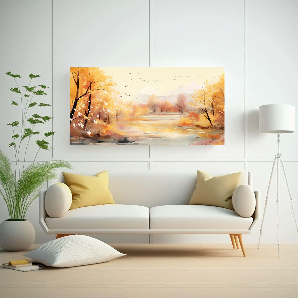 Paisaje Primaveral Con Colores Dorados En Arte Pop 140x70cm-2