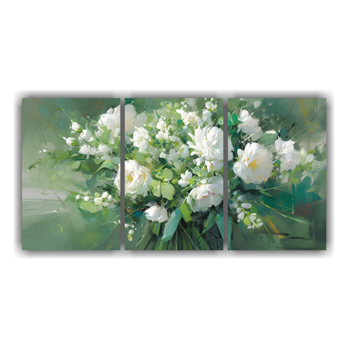 Pintura Decorativa De Flores En Lienzo Estilo 240x120 Cm-0
