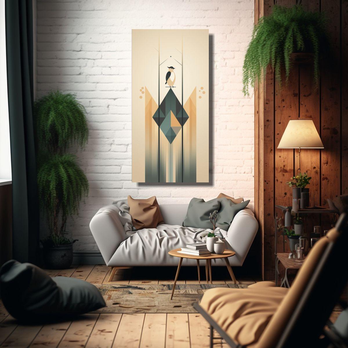 Pintura Decorativa Con Diseño De Pájaro 20x40cm-2