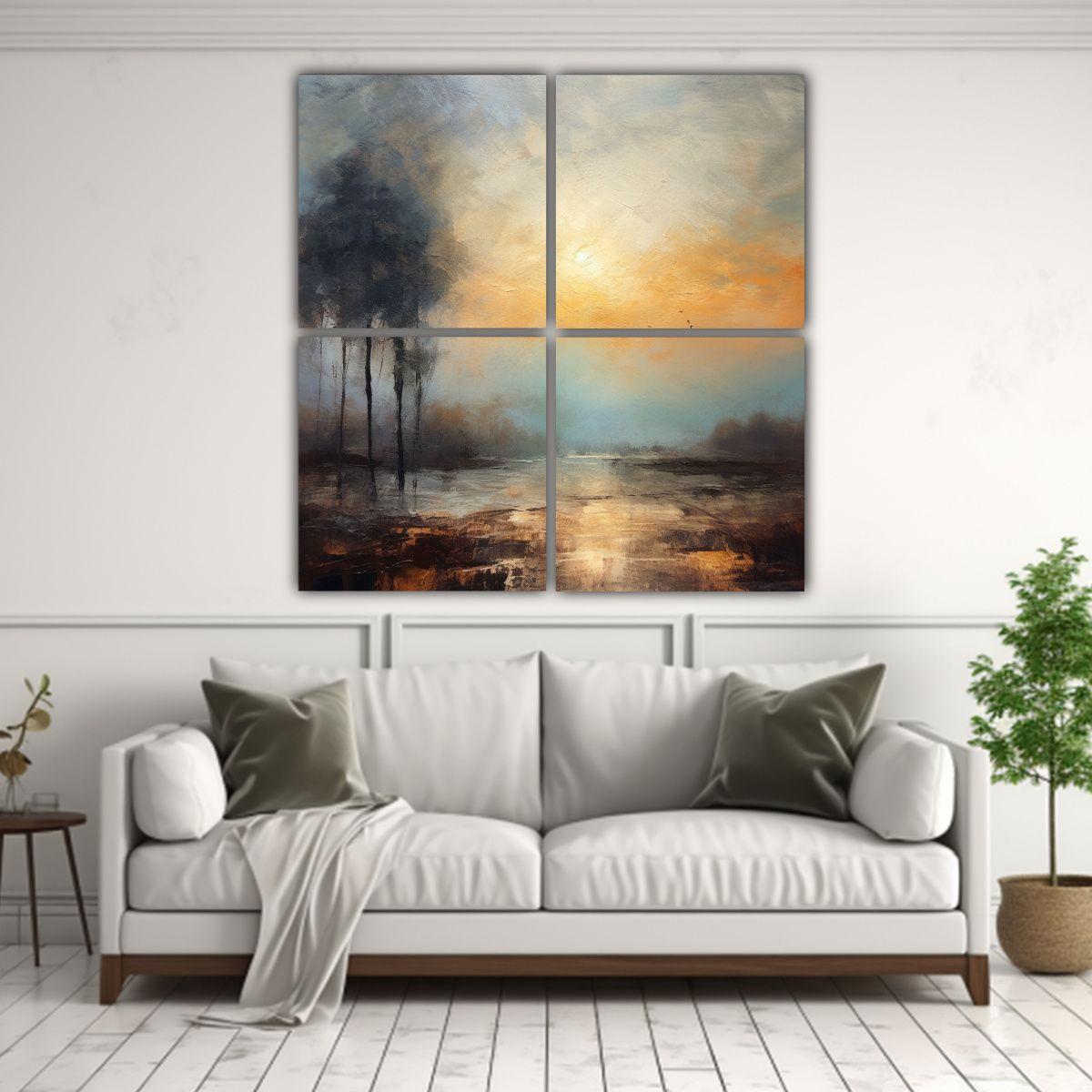 Lienzos De Tela Cuadro Full Color Paisaje 120x120 Cm-2