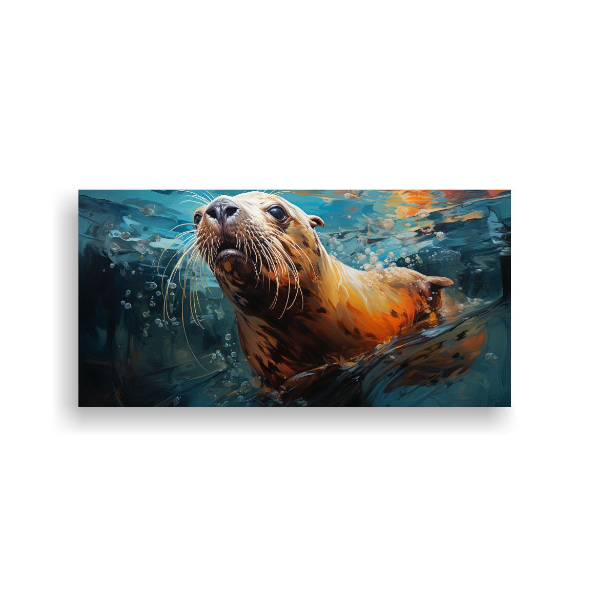 Cuadro Realista De León Marino En Estilo Pintura 140x70cm-0