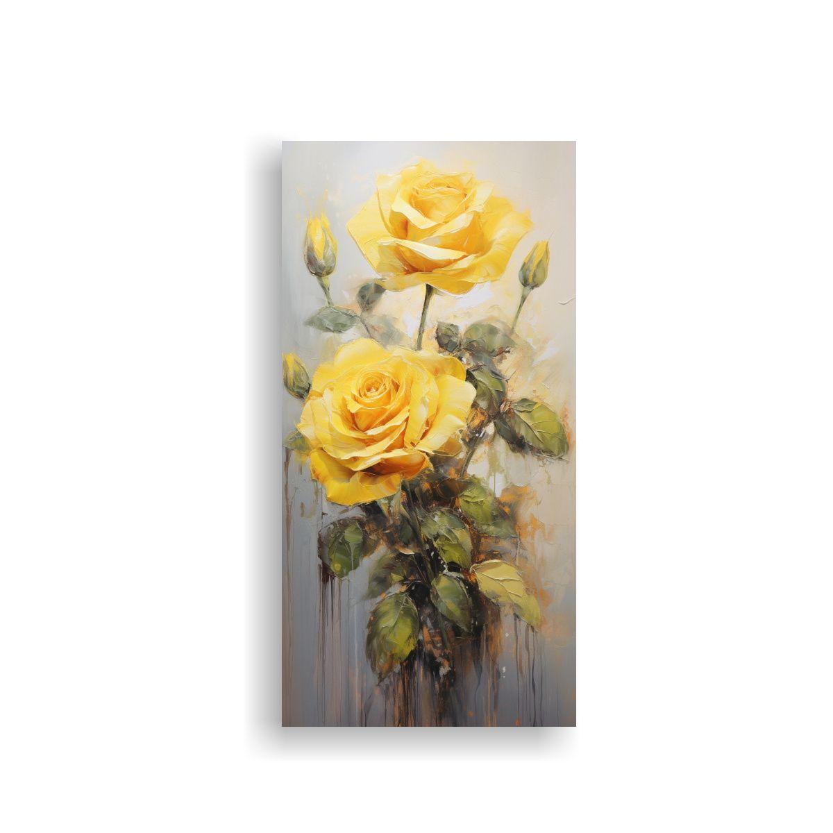 Pintura En Lienzo Forma Exclusiva De Rosas 20x40cm-0