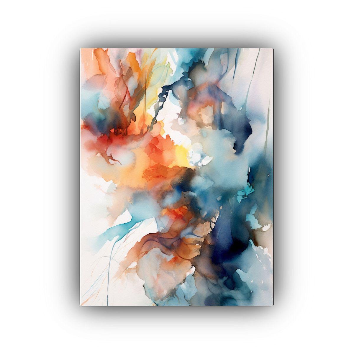 Pintura Abstracta Expresiva En Acuarela Sobre Lienzo 30x40cm-0