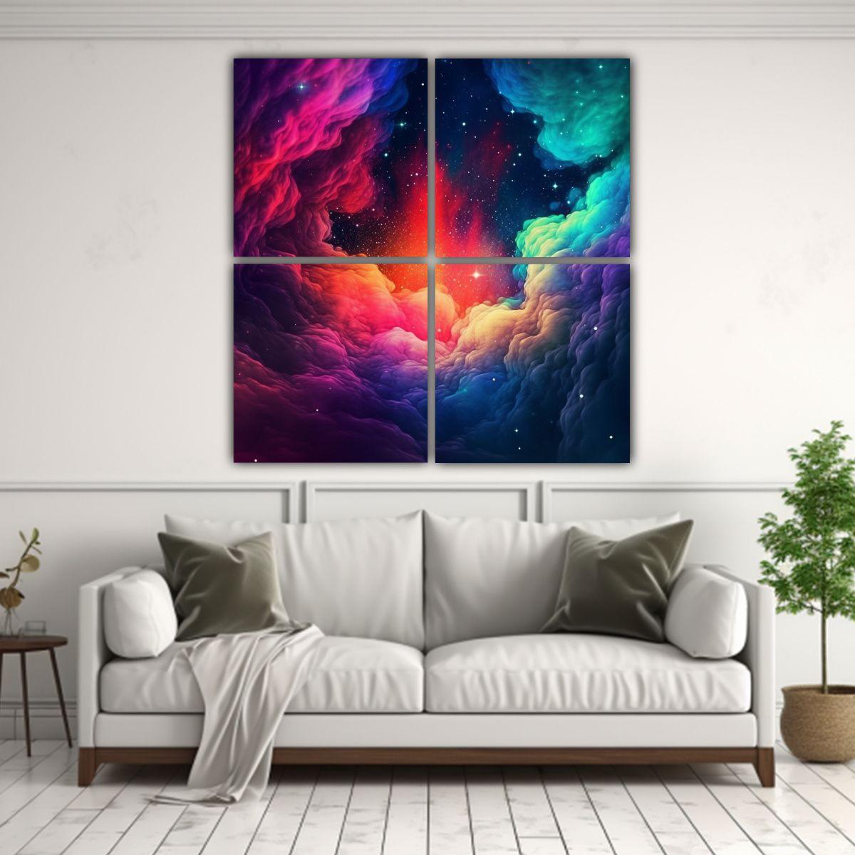 Cuatro Lienzos Urbanos Modernos En Galaxia RGB 80x80 Cm-2