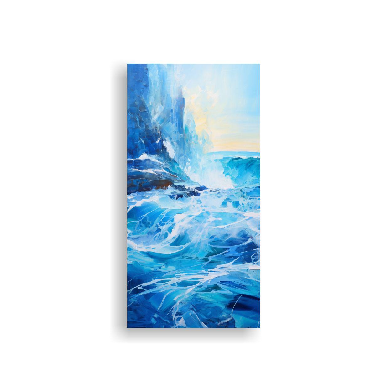 Cuadro Abstracto Colores Vibrantes Olas De Zafiro 70x140cm-0