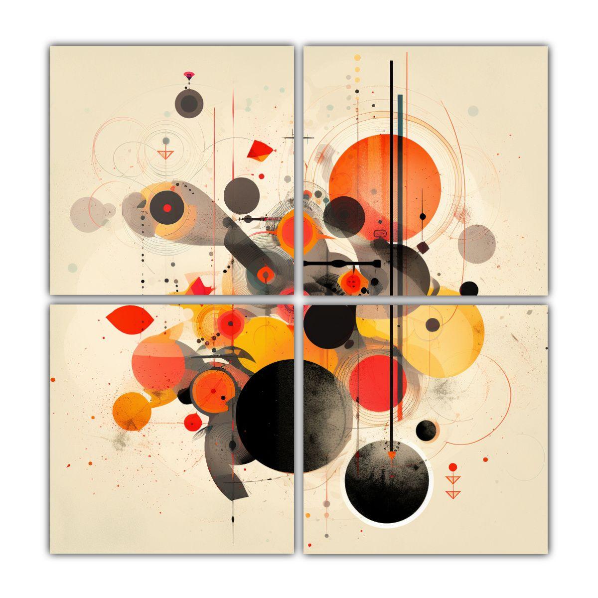 Cuatro Telas En Bastidor Temática Ciencia 60x60 Cm-0